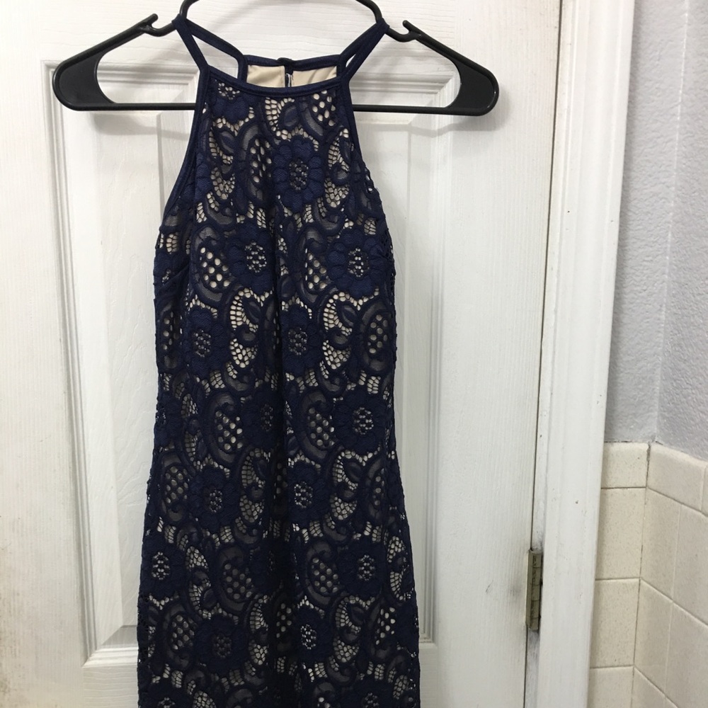 Blue/beige flowered dress